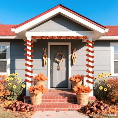 50Ft Fall Maple Leaves Garland Decorations Glitter Tinsel Leaf Thanksgiving