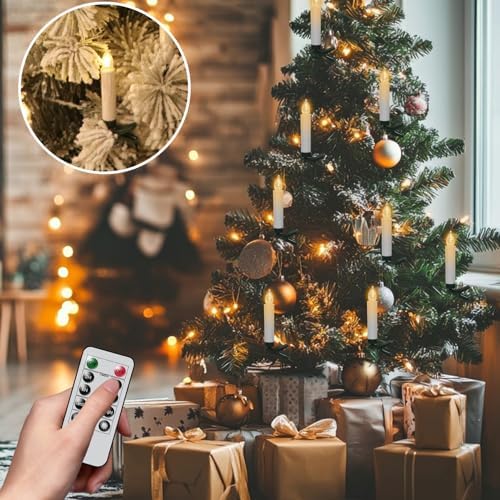 Wondise 30pcs Christmas Flameless Taper Candle Christmas Tree Lights