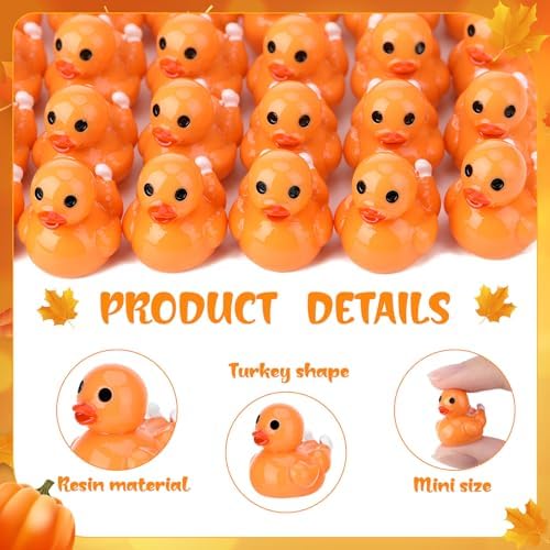 50 Pcs Thanksgiving Resin Ducks Dressed As Turkeys