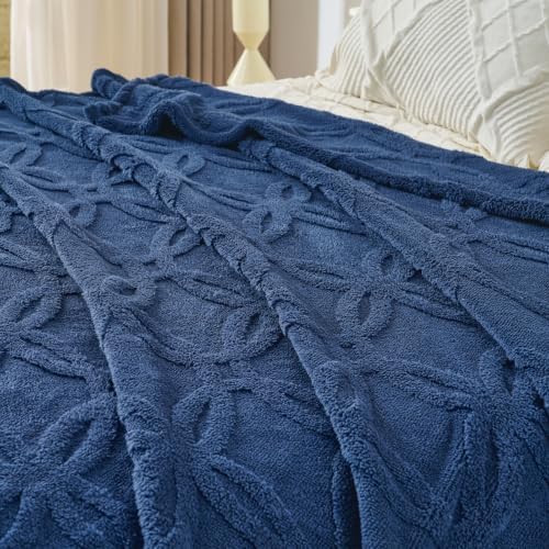 Navy Throw Blanket - Soft & Fluffy Fleece, Cute & Aesthetic, Perfect for Sofa, Couch, Chair, Bed, Living Room &