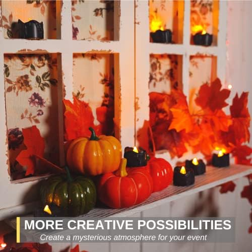 Homemory 24Pack Halloween Black Dripping Flameless LED Candles,1.58"x 1.2"