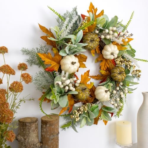 22 Inch Fall Wreaths for Front Door Fall Door Wreaths Pumpkin Autumn Wreath