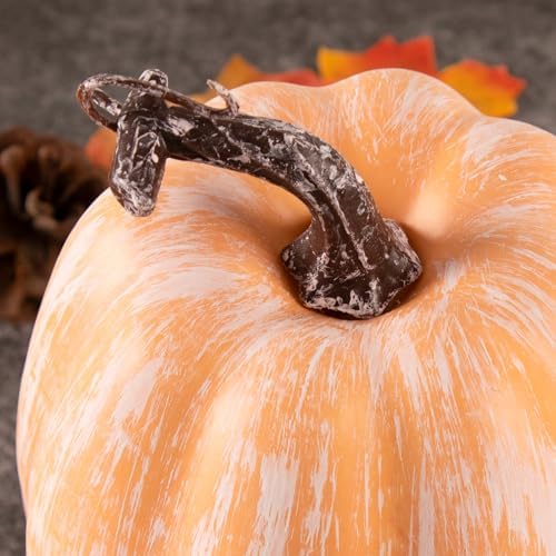 Ywlake 16 Pcs Artificial Pumpkins Fall Decorations, Fake Terracotta Pumpkin for Autumn Harvest Halloween Thanksgiving Faux Pumpkins Home Table Decor (Terracotta)