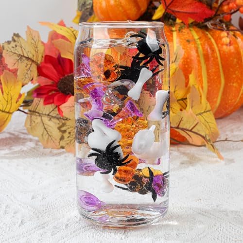 10160 pcs Halloween Acrylic Spider Mini Pumpkins Bat Ghost Skull Hat Acrylic Sensory, Halloween Vase Filler Gems for DIY Crafts, Home, Halloween Table Decoration