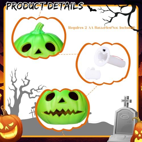 Tujoe 6 Pcs Halloween Pumpkin Lantern Set Light up LED,Multi Color