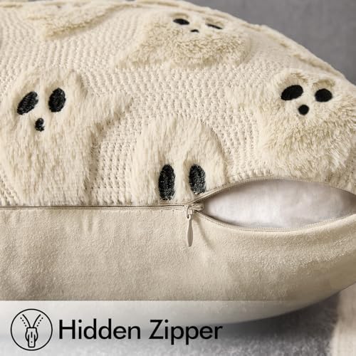 MIULEE Beige Halloween Pillow Covers Cute Ghost Decor Set of 2 18x18