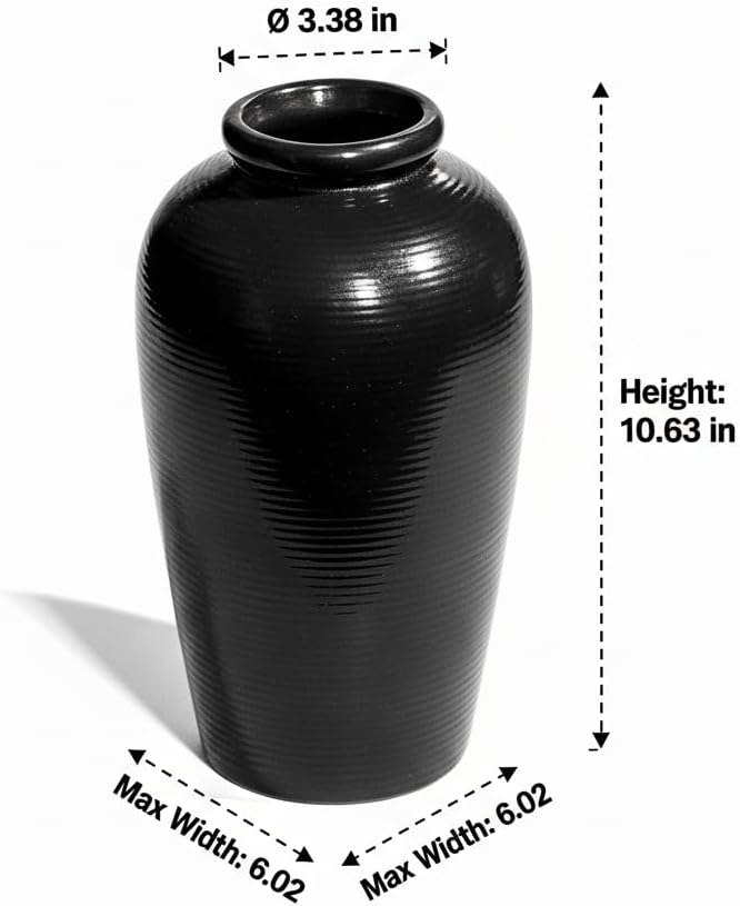 Modern Decorative Minimalist Vase / 11 Inch / Black