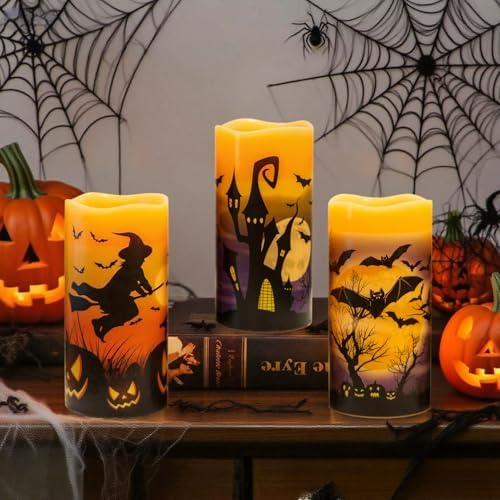 Rechargeable Halloween Flameless Candles with 6 Hour Timer