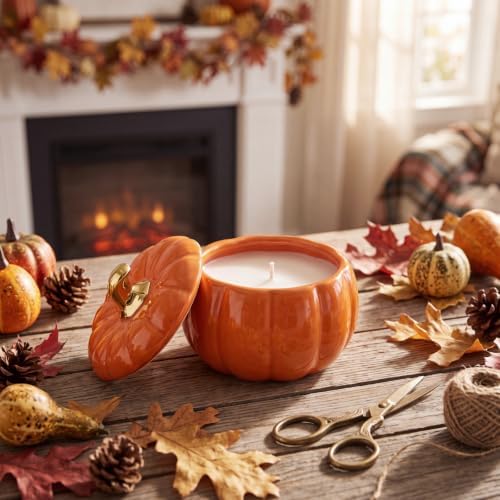 Potchen Classic Pumpkin Shaped Candle 9 oz Ceramic Candle Jar