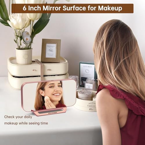 Peakeep Slim Digital Mirror Aesthetic Alarm Clock for Bedrooms Desk Decor