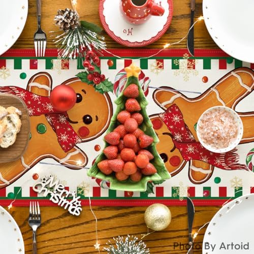 Artoid Mode Gingerbread Xmas Table Runner Home Party Decor 13x60 Inch