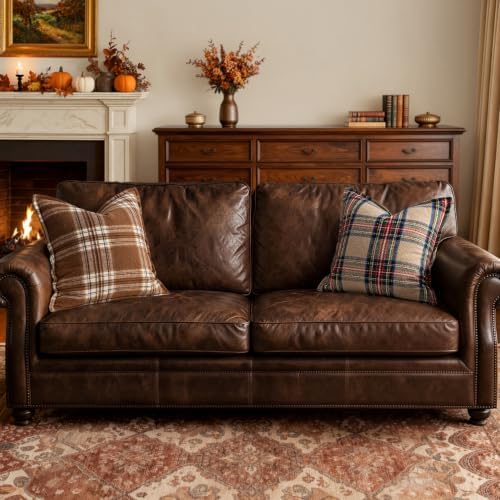 MIULEE Fall Plaid Pillow Covers 20x20 Khaki Fall Decorations for Home