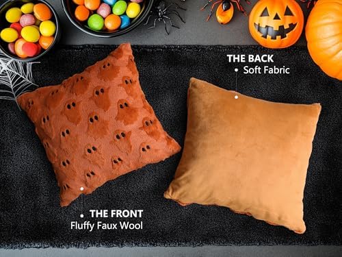 Halloween Pillow Covers 18x18 Set of 2 Rust Red Ghost Farmhouse Home Decor