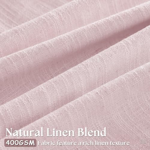 Light Pink Linen Pinch Pleat Curtains 90 Inch Length 2 Panels Set 40x90