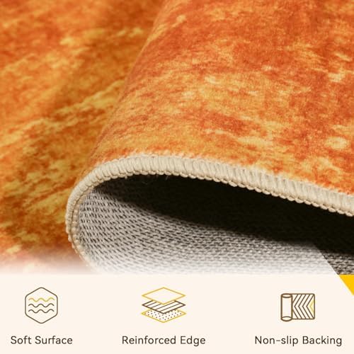 RELEANY Washable 6'x9' Abstract Area Rug for Living Room Orange