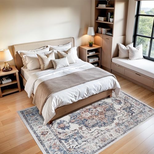 5x7 Living Room Area Rugs: Washable Non-Slip Stain Resistant Rug for Nursery Bedroom Dining Room Vintage Ultra Soft