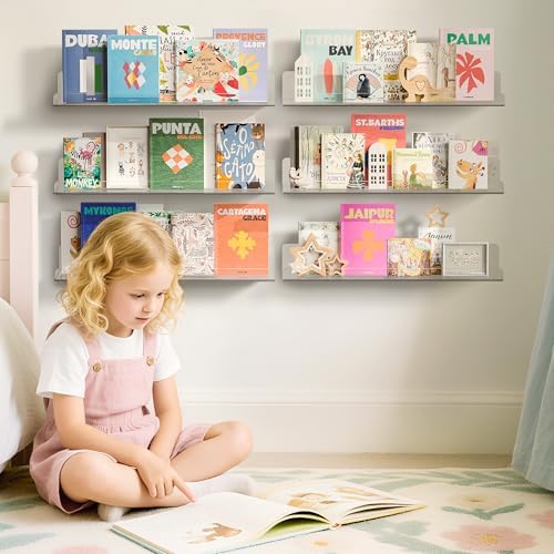 upsimples 15" x 4" Acrylic Shelves for Wall Storage and Organizer, 6 Pcs