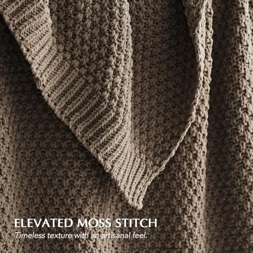 EVERGRACEHOME Chunky Chenille Knit Throw Blanket, 60 x 80, Mocha Brown