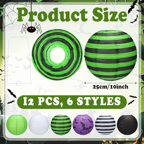 Retisee 12 Pcs Halloween Paper Lanterns Party Decorations Hanging Lanterns