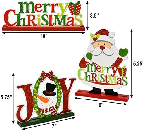 Gift Boutique 6 Christmas Table Signs Decorations Wooden Centerpiece
