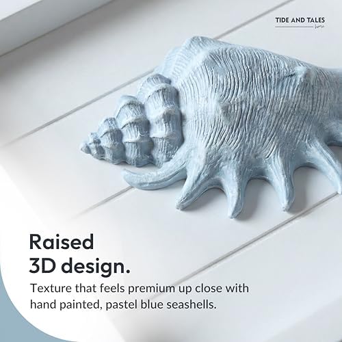 Tide and Tales 3D Coastal Wall Art, Beach Wall Decor, Framed Set of 4, Blue