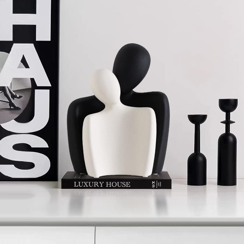 Ceramic Couple Statues / Black White