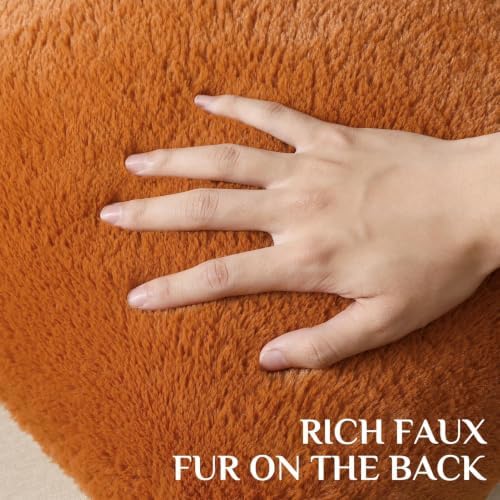 Softalker Fall Throw Pillow Covers 20x20 Set of 2 Rust Plush Pumpkin Covers