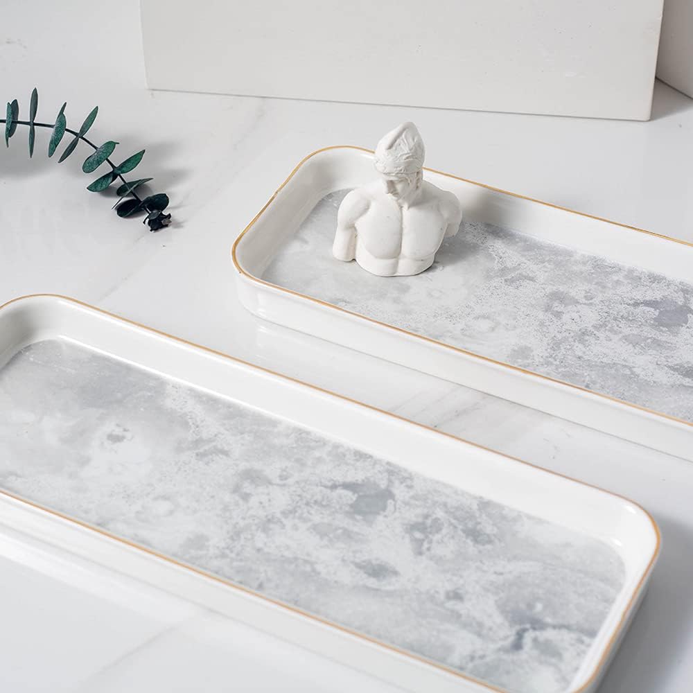 Chic Ceramic Marble Dessert Plate Cake Plate Jewelry Dish Ring Dish Cosmetics Organizer / Rectangle