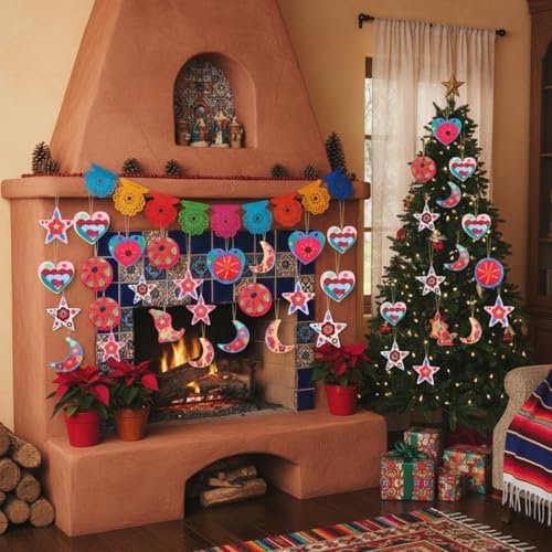 HunnmingRe 16 Pcs Mexican Christmas Ornaments, Felt Xmashanging Decor