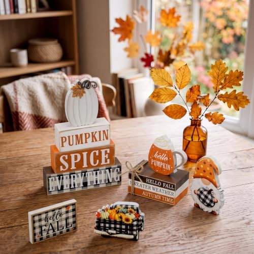11 Pcs Fall Wooden Table Decorations Pumpkin Tiered Tray Decor