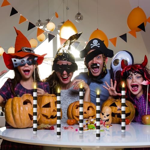 Honoson 6 Pcs Halloween Flameless Taper Candles 10.6 Inch Table Home Decor