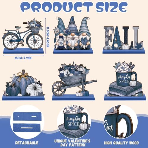 Yousoontic 6 Pcs Fall Thanksgiving Table Decor, fresh, Blue