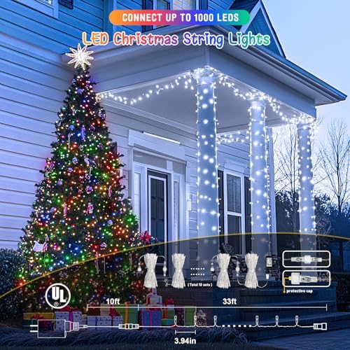 JMEXSUSS 2 Pack 100 LED Color Changing Christmas Lights Outdoor Waterproof