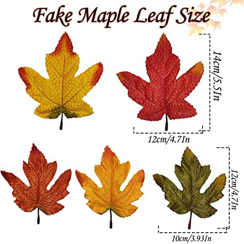 50Pcs Fall Artificial Maple Leaves Assorted Bulk for Crafts Decor