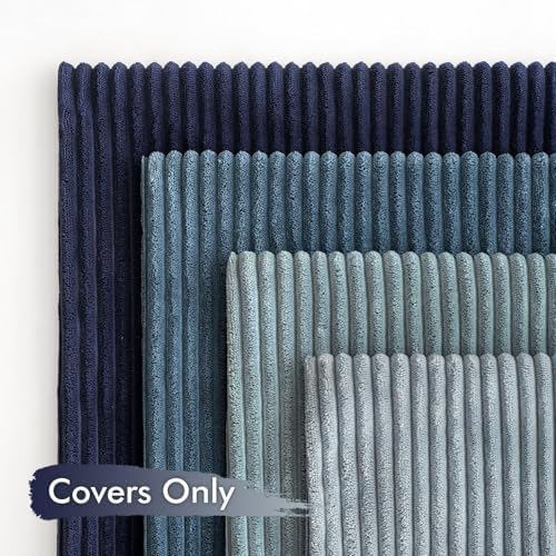 MIULEE Soft Corduroy Decorative Throw Pillow Covers Blue Navy Series 24x24