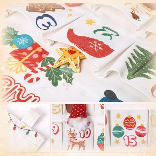 Naler Christmas Hanging Advent Calendar 2026, 24 Pockets, 50X100CM