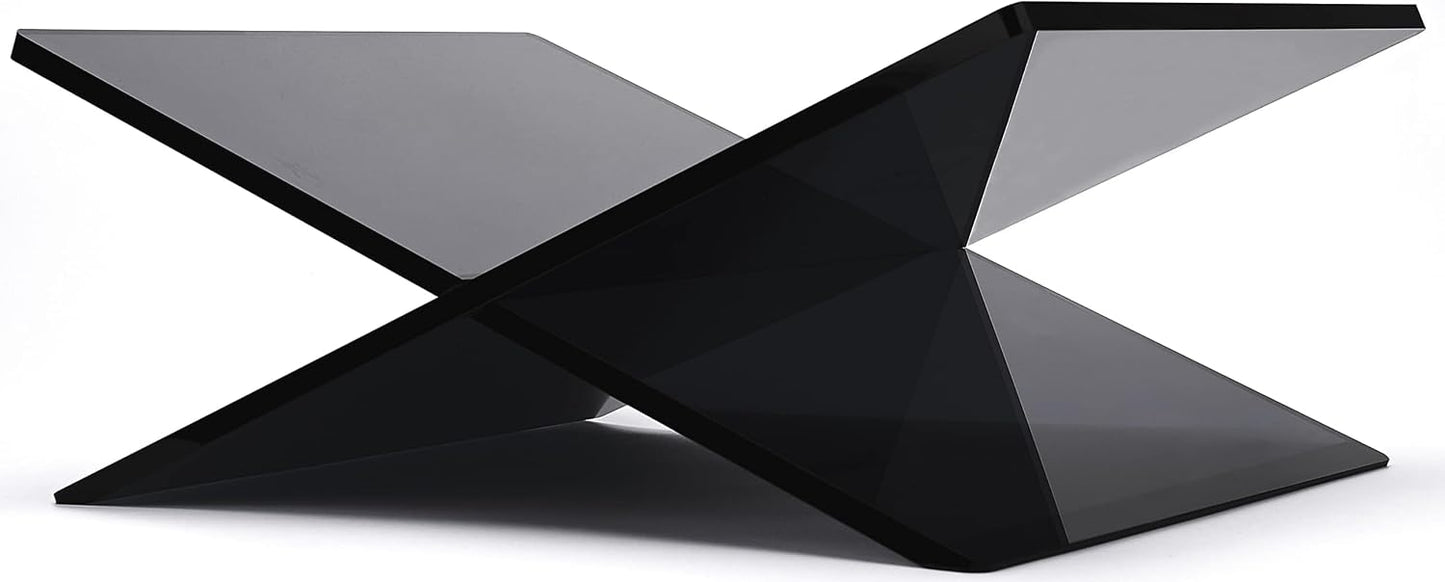Honygebia Black Acrylic Book Stand, Cross Frame Open Display Holder | Smoked Black Acrylic, 8mm Thick, 9.5"D X 12.5"W X
