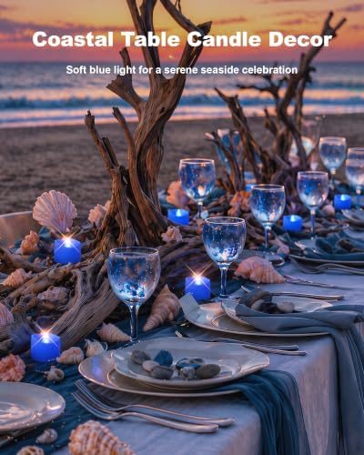 Homemory 12-Pack Blue Flameless Battery Tea Light Candles, 200+ Hours