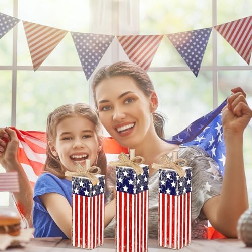 Redbaker 3 Pcs 4th of July Table Decor, Patriotic American Flag Centerpiece
