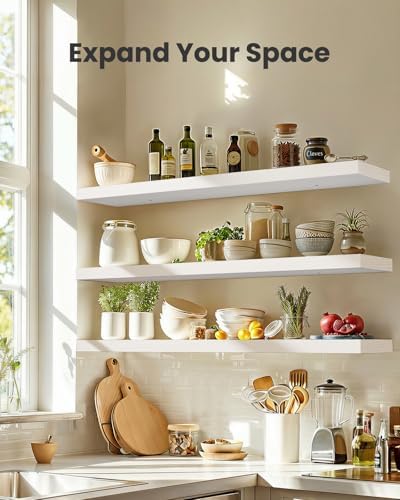 Amada 47.2" Floating Shelves for Wall Decor & Storage, Set of 3, White