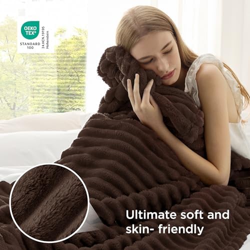 Bedsure Soft Twin Blanket for Bed Decor Gifts Chocolate Brown 60"x80"