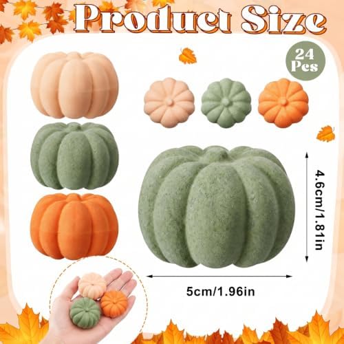 Lounsweer 24 Pack Little Pumpkin Bath Bombs Fall Baby Shower Favors,Green