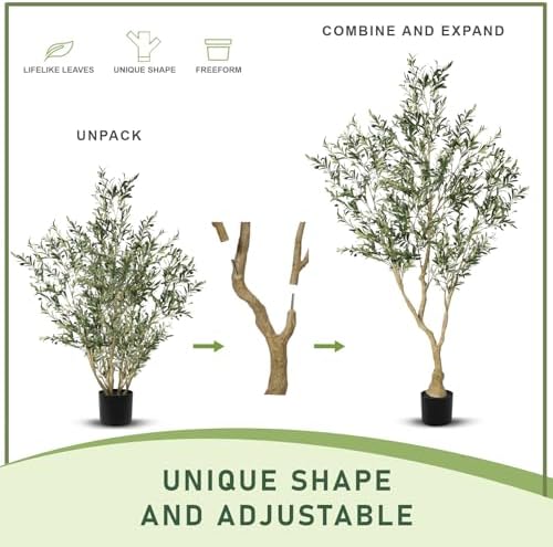 LYERSE Olive Trees Artificial Indoor 7ft, Large Branches, Lifelike Fruits