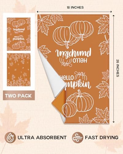 Miss Adola Fall Microfiber Kitchen Towels Set of 2, Orange Floral
