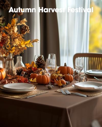 Pureegg Plastic Table Cloth Disposable 54x108 Inch 10 Pack, Brown