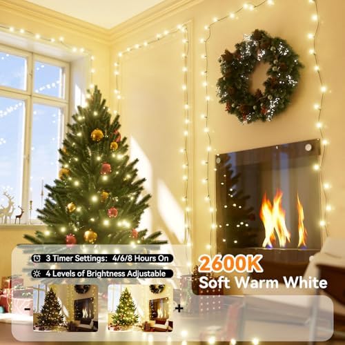 LitHome Color Changing Christmas String Lights Connectable 33Ft 100 LED