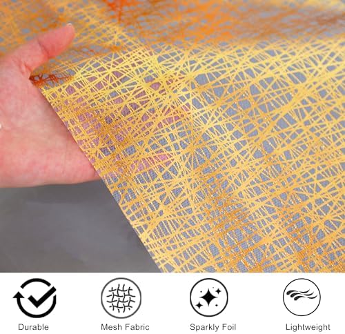 Snowkingdom 2 Pcs Gold Table Runner 11x 108 Inch Thin Mesh Sparkle Glitter Metallic Golden Lines Runner Gold Table Decorations for Wedding Birthday Party, Bridal Shower, Baby Shower, Christmas