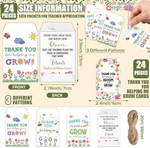 Reallnaive 24 Sets End of Year Teacher Gifts Thank You Seed Packets