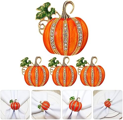 ABOOFAN 4pcs Pumpkin Napkin Ring Fall Thanksgiving Halloween Napkin Holder Harvest Festival Buckles Serviette Buckle Holder for Dinner Fall Gathering Table Decoration