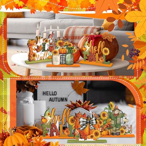 Yousoontic 6 Pcs Fall Thanksgiving Table Decor, Rustic, Light Orange